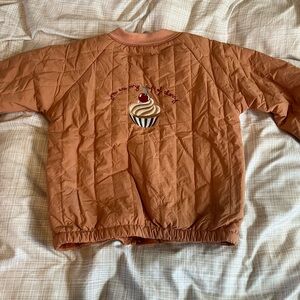 Orange Quilted Jacket with Cupcake Embroidery